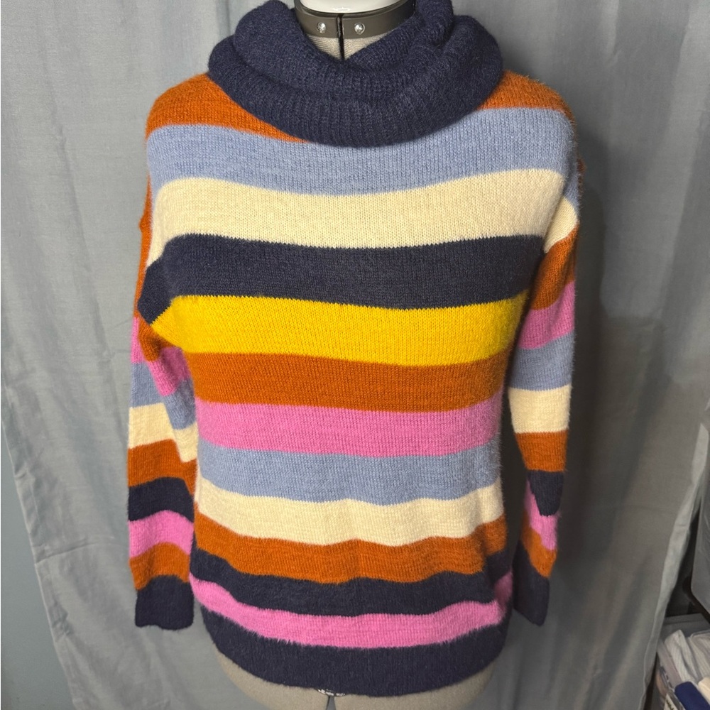 Caslon Colorful Striped Turtleneck Sweater